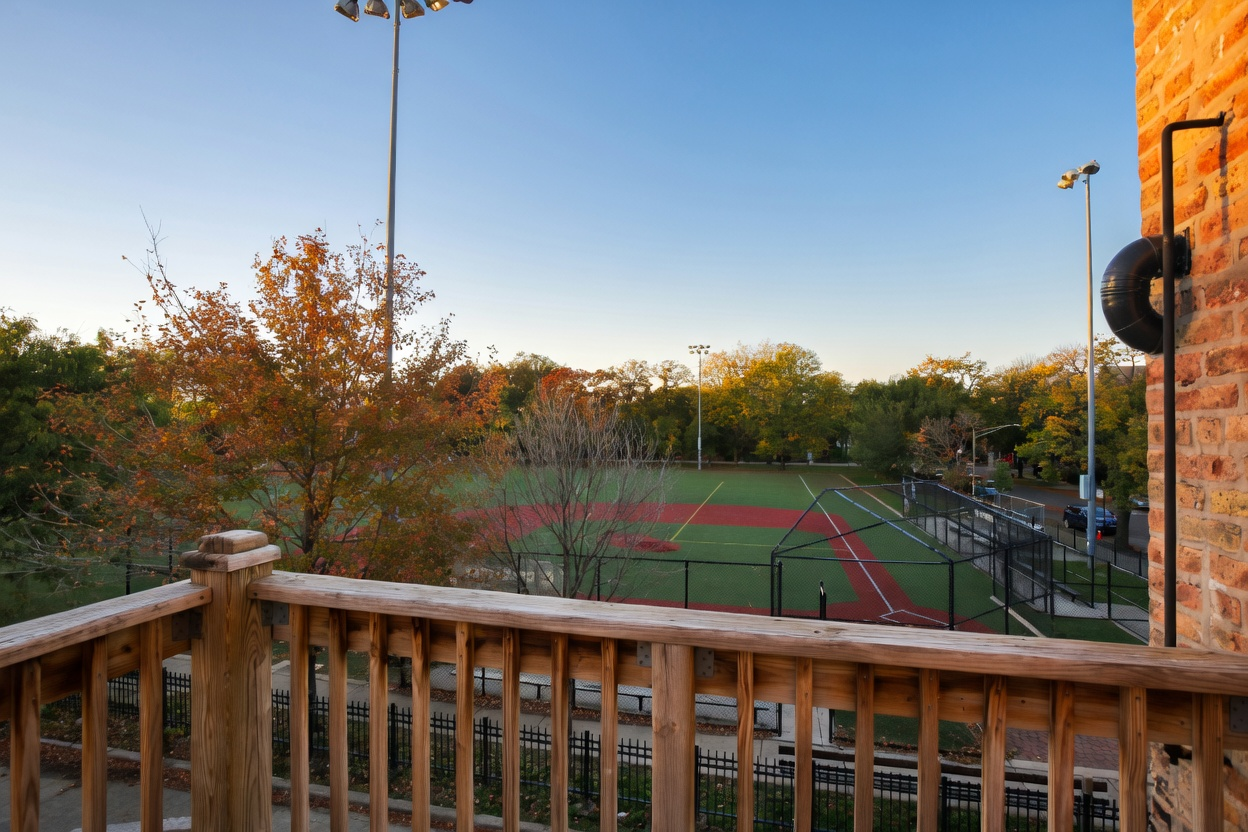 1077 W Polk #2 — deck view overlooking Sheridan Park
